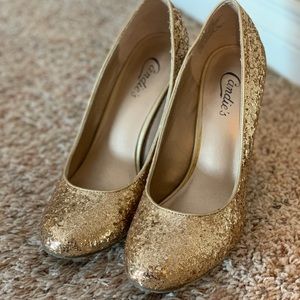 Candies Gold Sparkle Heels - Size 9 1/2